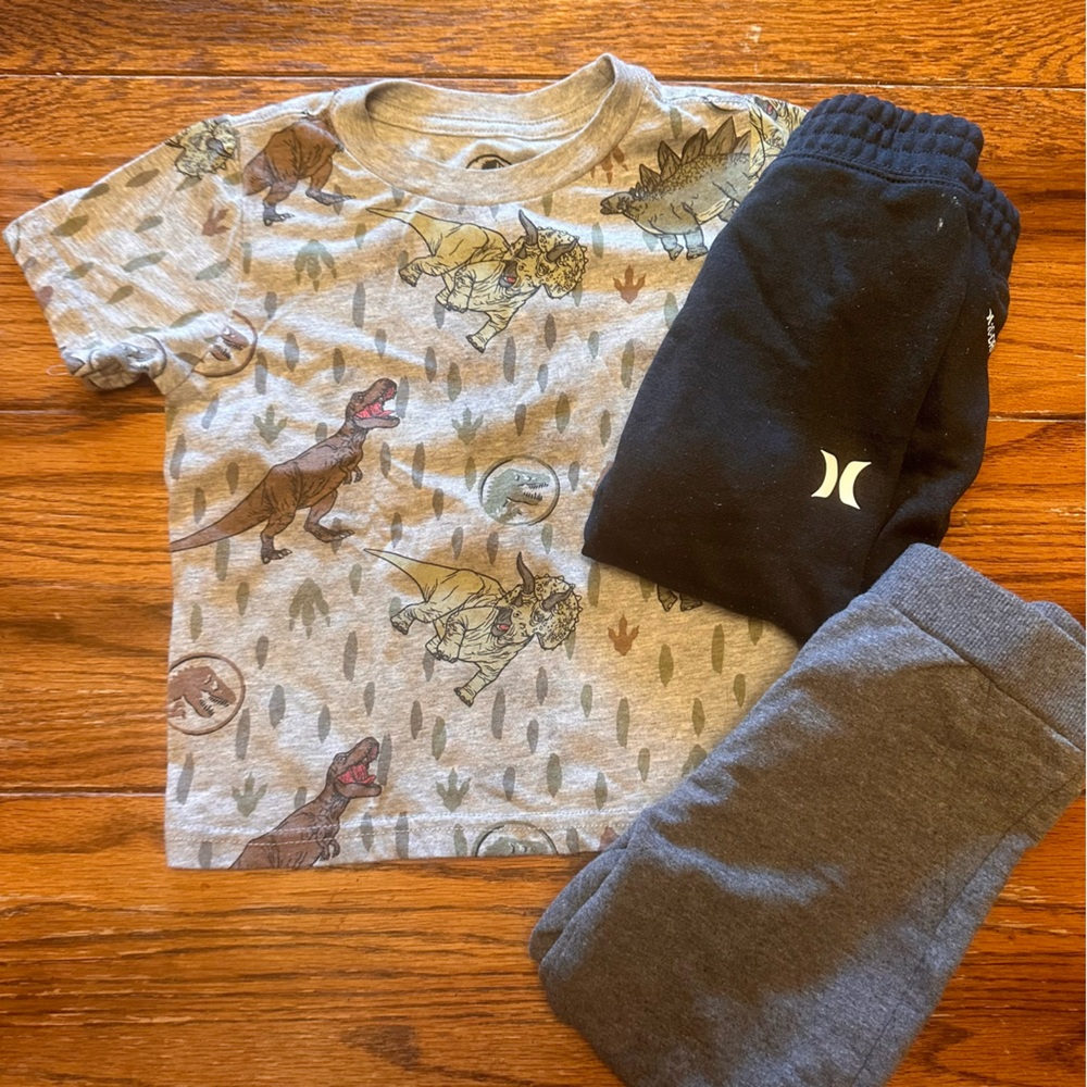Hurley sweatpants lot dinosaur shirt 3T 3pcs Therma Fit Boys Sweats